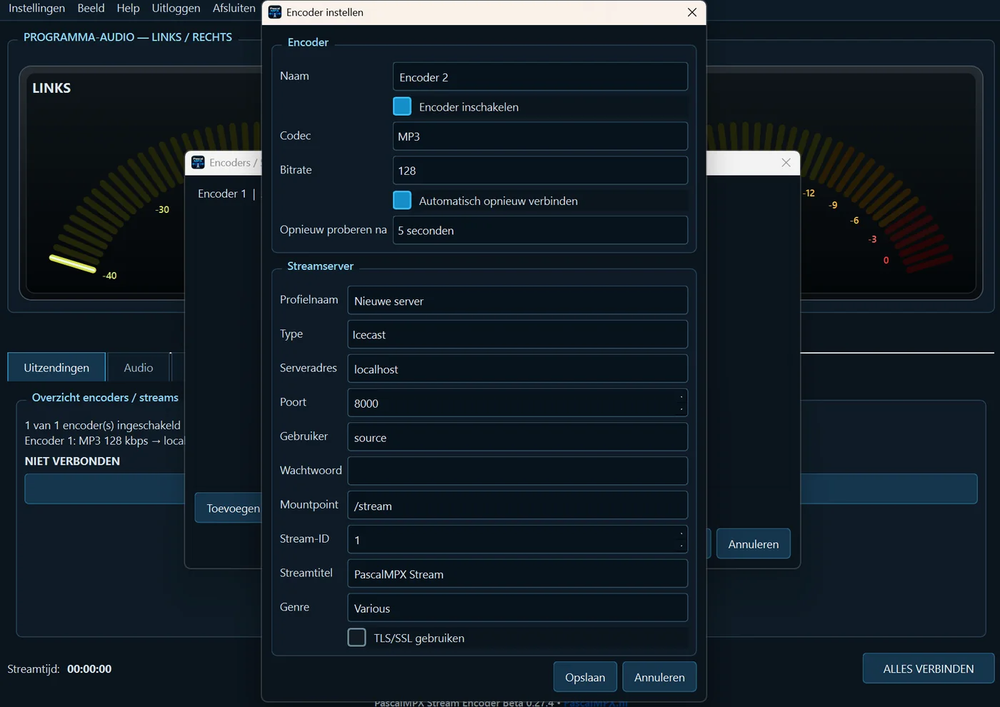 PascalMPX Stream Encoder voor Shoutcast en Icecast audiostreaming